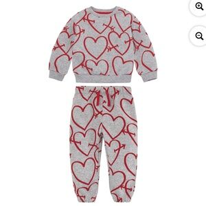 Way To Celebrate Toddler Light Gray Heather Hearts 2 PC Jogger Set Size 5T NWT